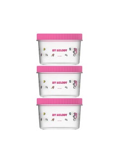 Miniso Store your food in these 3 My Melody-themed food storage containers (500mL each). 