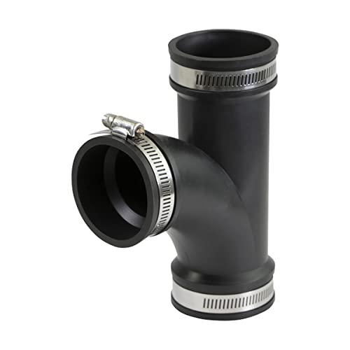 SUPPLYGIANT Supply Giant 6I79 Flexible Tee Coupling with Stainless Steel Clamps, 2.4" Inner diameter for 2" Nominal Pipe, Black - Image 1