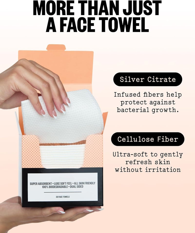 PEACE OUT Silver Shield Face Towels, Disposable Daily Use Skincare, Super Absorbent, Lux Soft Feel, All Skin Friendly, Duel Sided, 30 count - Image 4