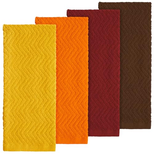 DecorRack 100% Cotton Kitchen Towels, 15" x 25" Absorbent Dish Towels [Premium Quality 400 GSM] Fall Set (Pack of 4) - Image 2
