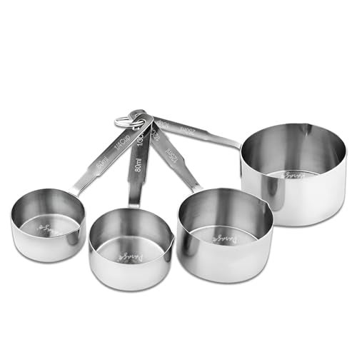 Parage 4 Pieces Stainless Steel Measuring Cups for Dry or Liquid/Kitchen Gadgets/Cooking & Baking/Stackable Professional Measuring Cup Set with Measurement Handles Set of 4 - Image 1
