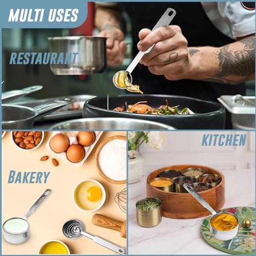 Parage 4 Pieces Stainless Steel Measuring Cups for Dry or Liquid/Kitchen Gadgets/Cooking & Baking/Stackable Professional Measuring Cup Set with Measurement Handles Set of 4 - Image 5