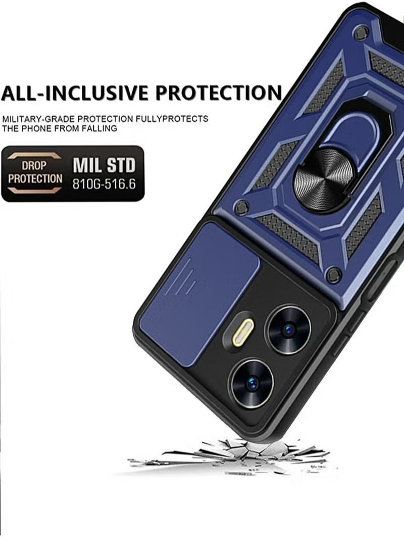 X-level Realme C55 Case Cover Protector Accessories with Camera Len Protection Anti-Scratch Shockproof Anti-Fingerprints Back Cover with 360 Car Mount Magnetic Ring Holder Case Protector  - Image 2
