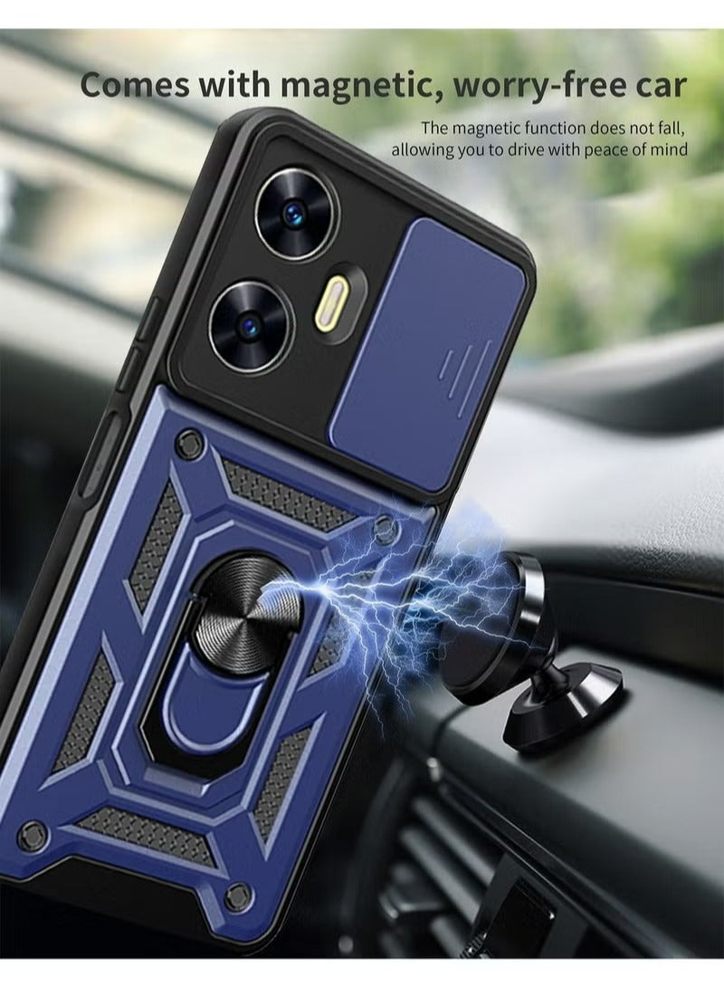 X-level Realme C55 Case Cover Protector Accessories with Camera Len Protection Anti-Scratch Shockproof Anti-Fingerprints Back Cover with 360 Car Mount Magnetic Ring Holder Case Protector  - Image 4