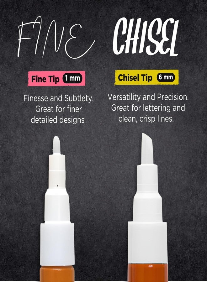 Chalk Ink White Chalk Markers - Chisel & Fine Tip Set (White, Mix Tip, 2 Pack) - Image 4