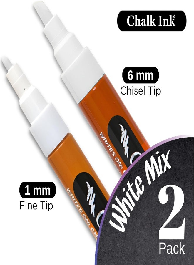 Chalk Ink White Chalk Markers - Chisel & Fine Tip Set (White, Mix Tip, 2 Pack) - Image 3