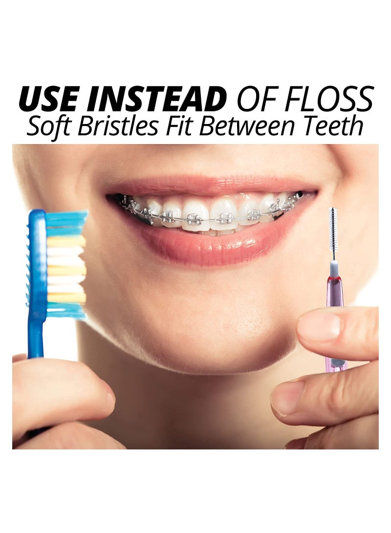 Excefore 60 Count Retractable Interdental Soft Brush Dental Picks, Dental Floss Picks Refill Inter-Dental Brush Teeth Stick Toothpick Flosser for Oral Deep Clean (1/16" Diameter Picks) - Image 3