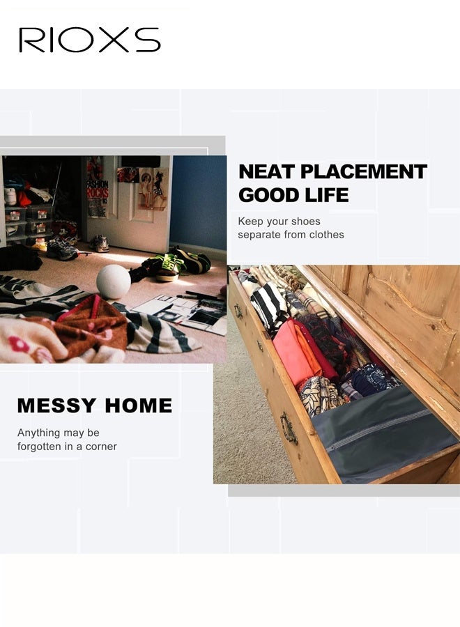 RIOXS 3 Pack Travel Shoe Bags, Portable Waterproof Nylon Shoe Storage Pouch with Zipper Closure and Handle, Stylish Shoe Storage Bag for Men and Women's Travel Gifts and Home Storage, Grey - Image 3