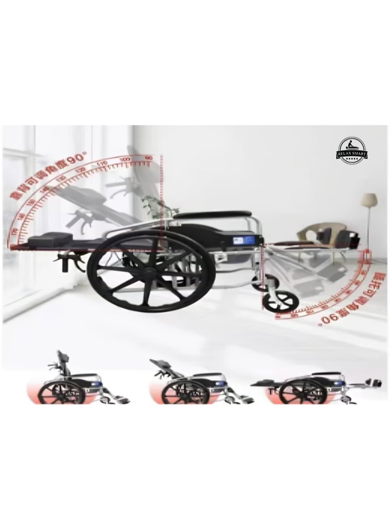 Relax Smart Foldable Lightweight Wheelchair with Adjustable Backrest and Neckrest – Portable Mobility Chair for Comfort and Easy Transport - Image 2