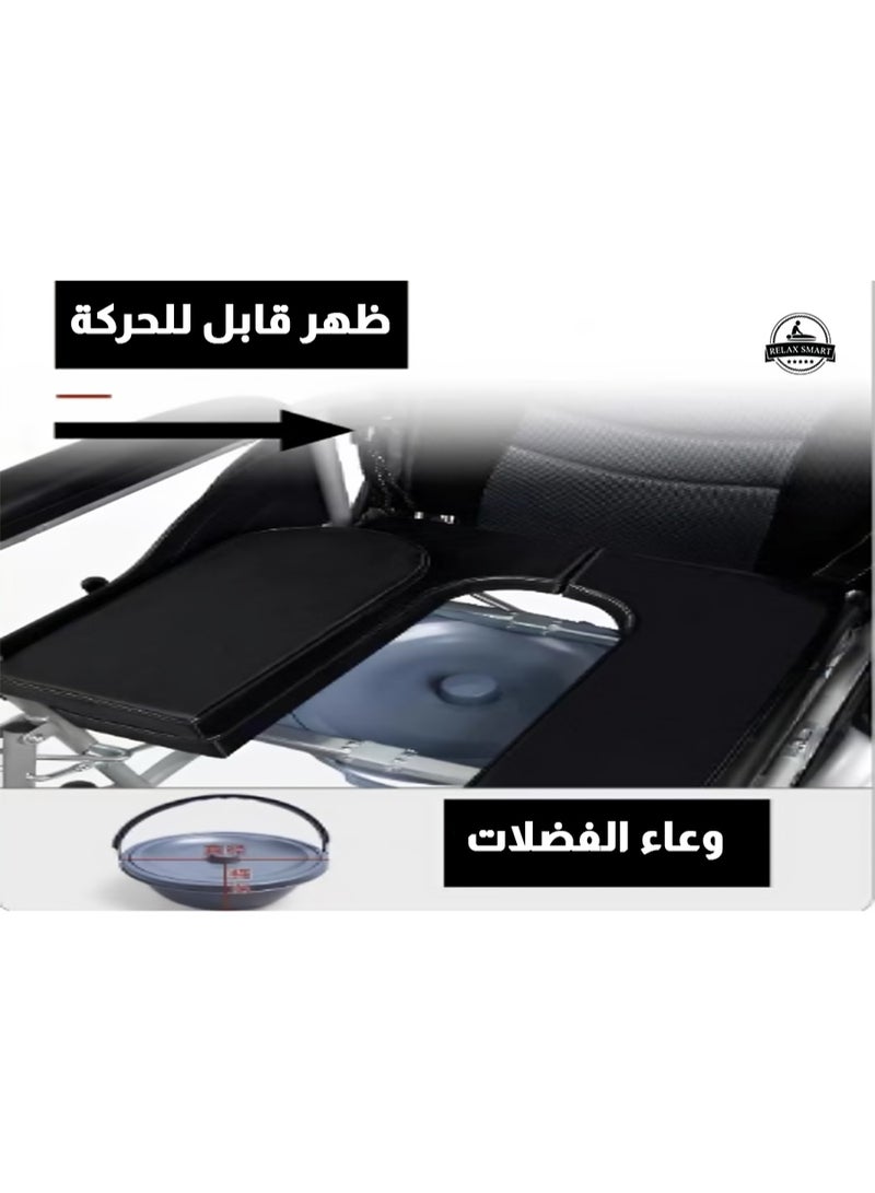 Relax Smart Foldable Lightweight Wheelchair with Adjustable Backrest and Neckrest – Portable Mobility Chair for Comfort and Easy Transport - Image 4