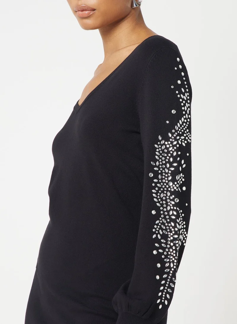 Wallis Embellished Sleeve Dress