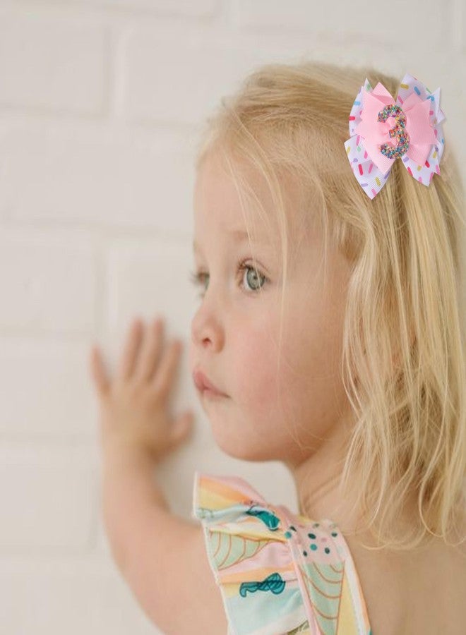 Jissoo Sprinkle Confetti Hair Bow - First Birthday Pink Party Decoration for Baby Girls, Ice Cream Theme 1st Birthday (3th Girls Hair Bow) - Image 5