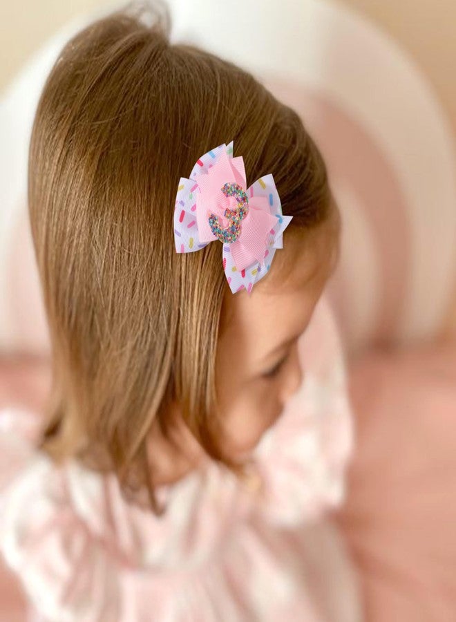 Jissoo Sprinkle Confetti Hair Bow - First Birthday Pink Party Decoration for Baby Girls, Ice Cream Theme 1st Birthday (3th Girls Hair Bow) - Image 4