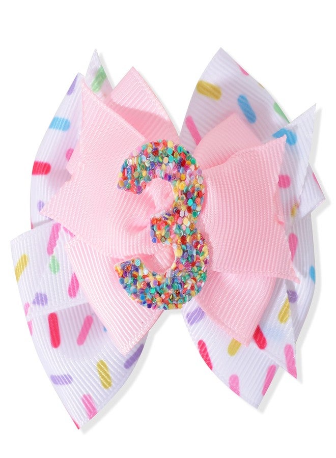 Jissoo Sprinkle Confetti Hair Bow - First Birthday Pink Party Decoration for Baby Girls, Ice Cream Theme 1st Birthday (3th Girls Hair Bow) - Image 1
