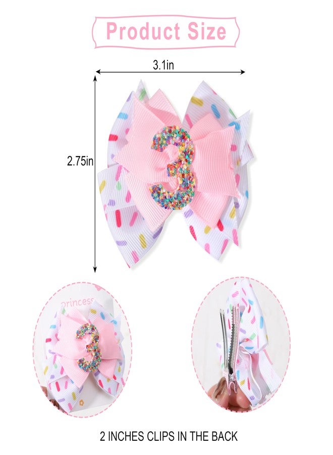 Jissoo Sprinkle Confetti Hair Bow - First Birthday Pink Party Decoration for Baby Girls, Ice Cream Theme 1st Birthday (3th Girls Hair Bow) - Image 2