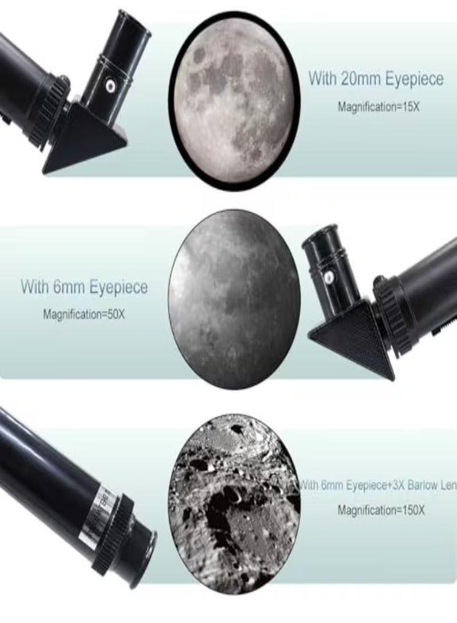 70mm Refractor Telescope for Adults & Kids 8+ – 15X-150X Zoom with Remote & Phone Adapter, Portable Astronomy Telescope for Stargazing, Planetary Viewing, Travel, Easy Assembly, Beginner/Pro - Image 3