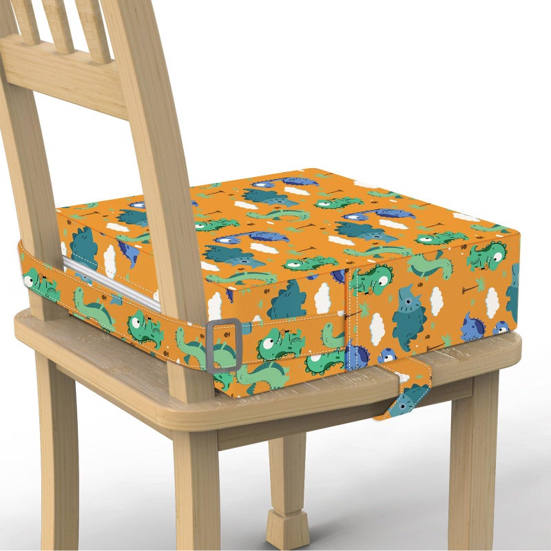 SMZCTYI Toddler Booster Seat for Dining Table Kitchen Chair Stronger Support Double Safe Straps Portable Booster Seat Dining Toddler High Cushion for Travel Home with NonSlip Bottom Orange - Image 2