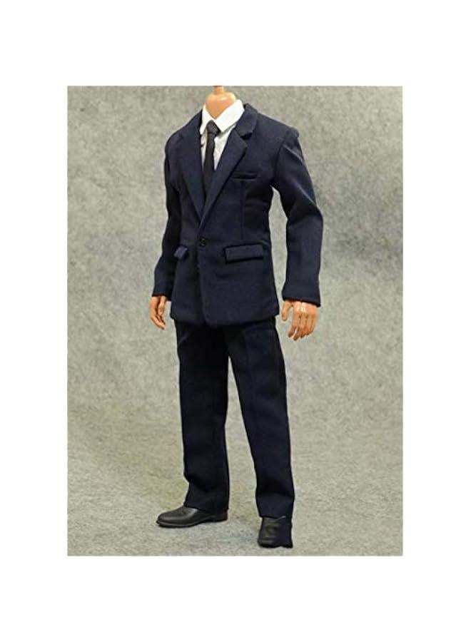 1/6 Scale Male Figure Doll Clothes, Handmade Full Suit, Jacket, Shirt, Pant & Accessories Outfit for 12 Male Action Figure DC082 (Navy Blue) - Image 1