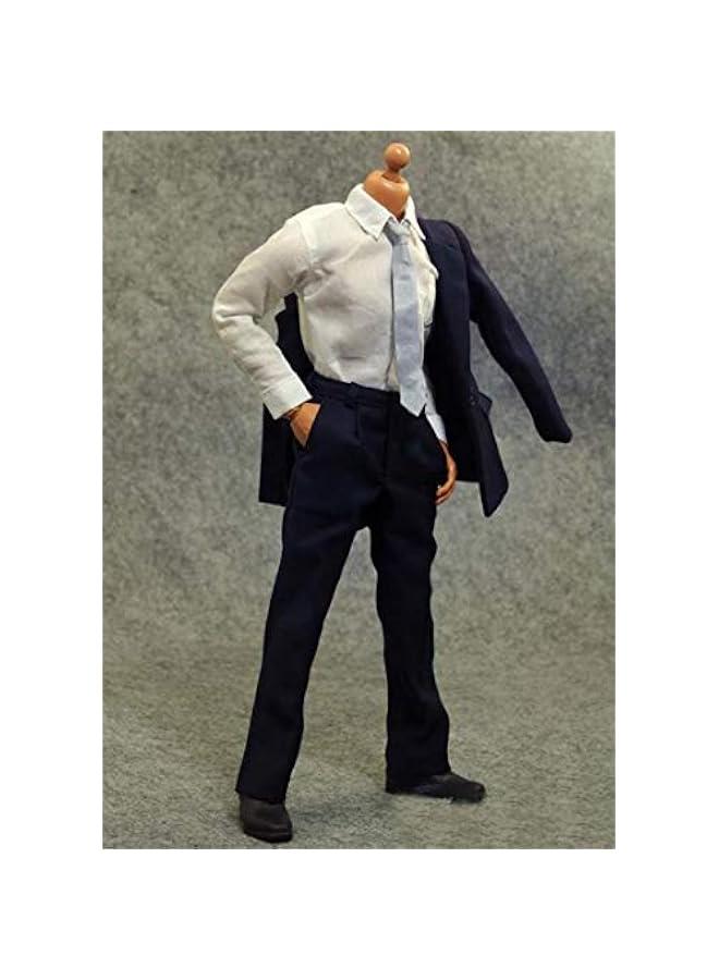 1/6 Scale Male Figure Doll Clothes, Handmade Full Suit, Jacket, Shirt, Pant & Accessories Outfit for 12 Male Action Figure DC082 (Navy Blue) - Image 3