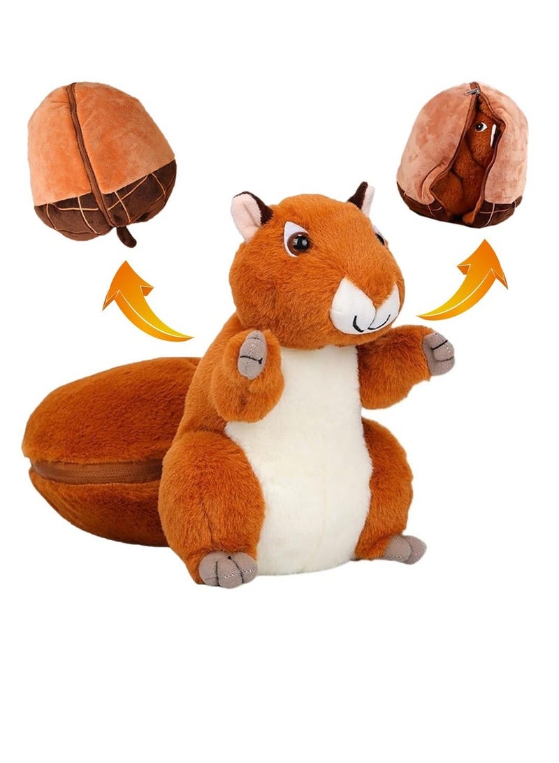 Squirrel Stuffed Animal Reaistic Squirrel Stuffed Animal Plush Toy Reversible Plush Toy Double Sided with Zipper Soft and Safe Material Fun to Play for Kids Idea Gifts for Boys and Girls - Image 1