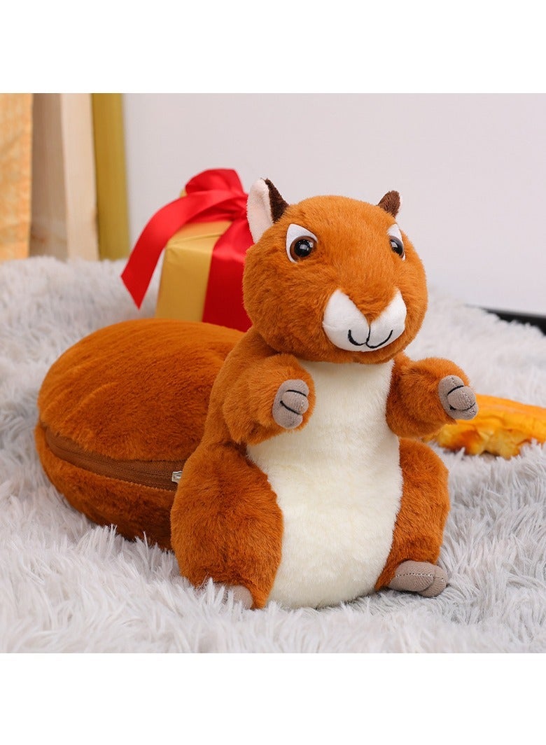 Squirrel Stuffed Animal Reaistic Squirrel Stuffed Animal Plush Toy Reversible Plush Toy Double Sided with Zipper Soft and Safe Material Fun to Play for Kids Idea Gifts for Boys and Girls - Image 4