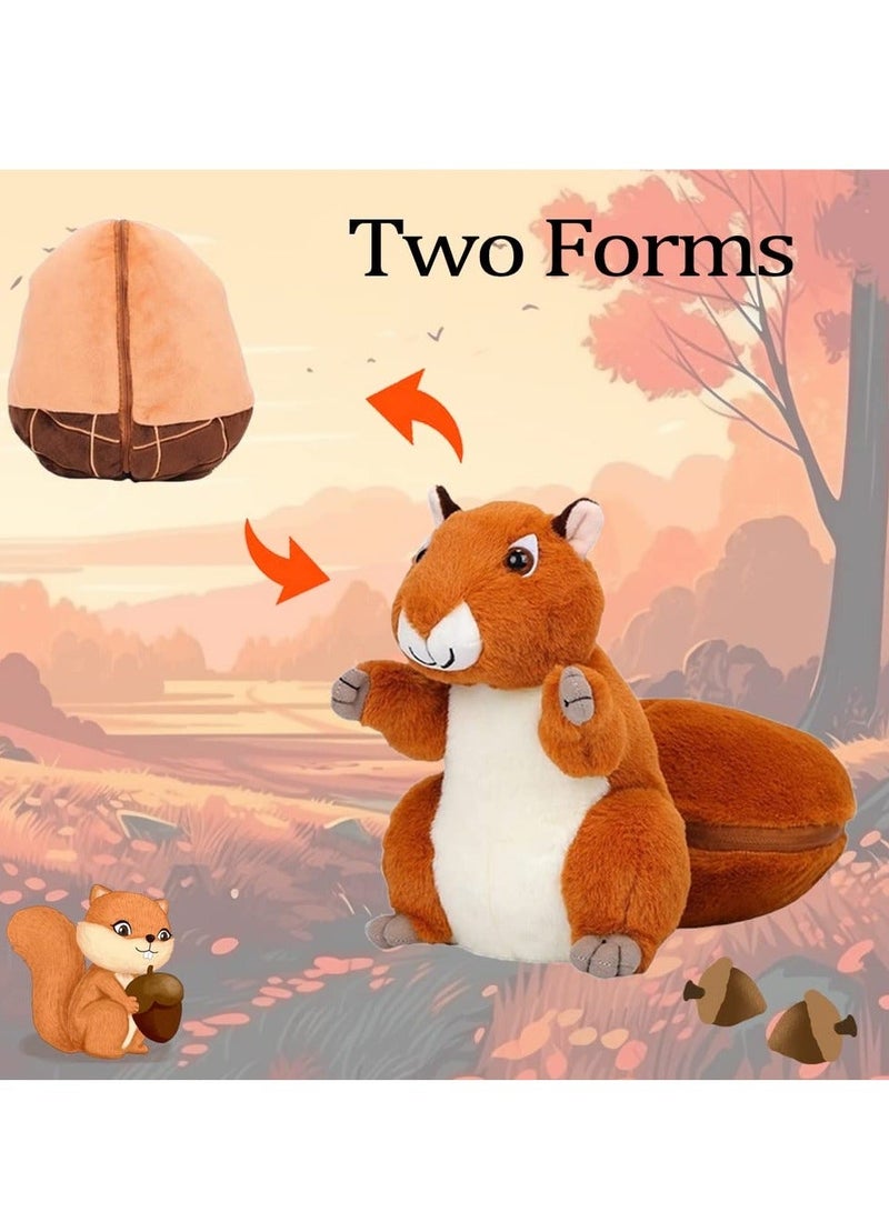 Squirrel Stuffed Animal Reaistic Squirrel Stuffed Animal Plush Toy Reversible Plush Toy Double Sided with Zipper Soft and Safe Material Fun to Play for Kids Idea Gifts for Boys and Girls - Image 3