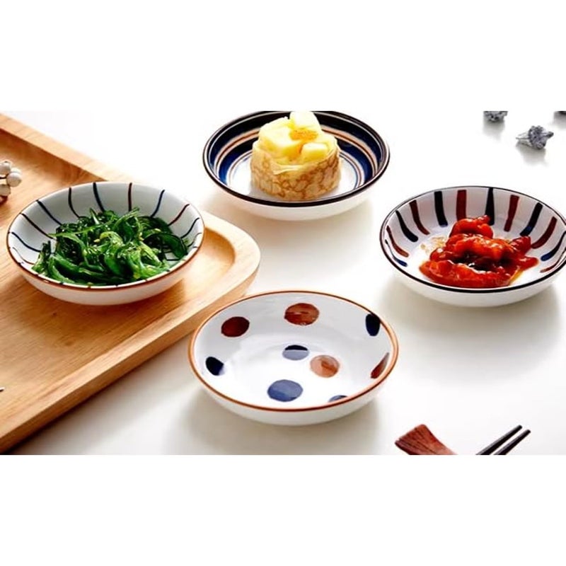 Krivety Japanese Style Ceramic Dipping Bowls,Appetizer Dessert,Cooking Prep,Multicolor Decorative Serving Dishes, Porcelain Side Dishes Plates Ketchup Condiments (Brown & White, 6 Pcs) - Image 2