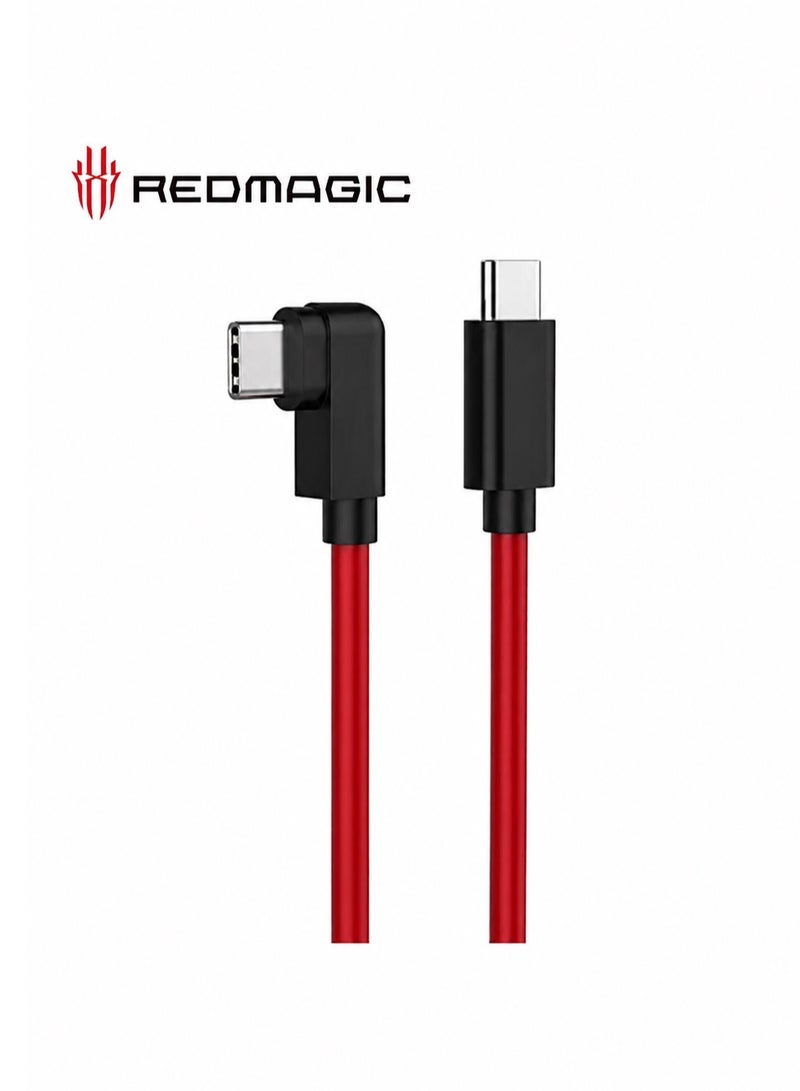 REDMAGIC Nubia REDMAGIC Original 5A USB-C to USB-C Gaming Cable, 1m Right-Angle Type-C Fast Charging and Data Cable for Mobile Gaming, Low-Profile 90-Degree Connector Compatible with REDMAGIC 3, 3S, 5G, 5S, Nubia Z20 NX629J, Android Phones, Tablets and USB-C Devices - Image 1