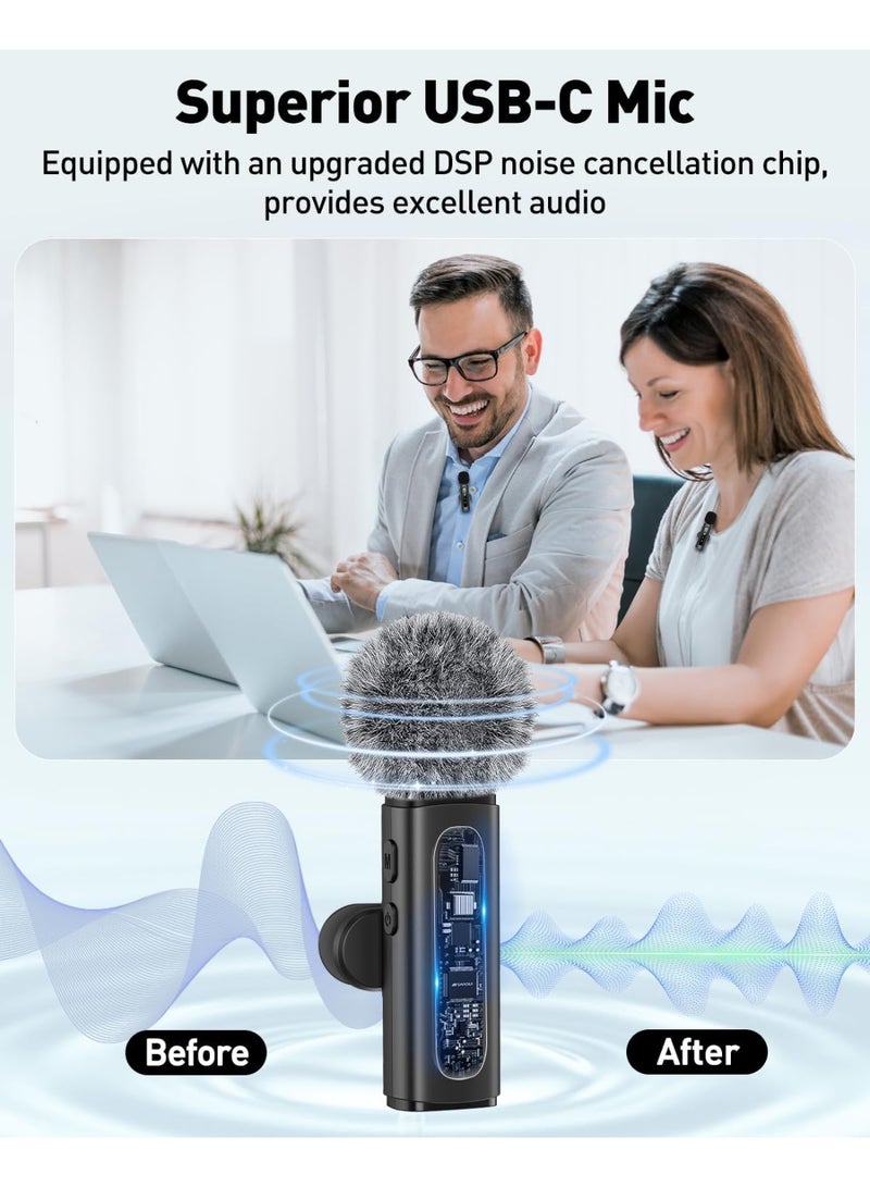 XICEN Lavalier Microphone Wireless for Type-C/iPhone/iPad/Android Phone/Tablet/PC, Mini Clip-on Mics with Rotatable Clip & Denoise Recording for Vlog/ Tiktok/ Youtube/ Video Recording/Live - Image 5