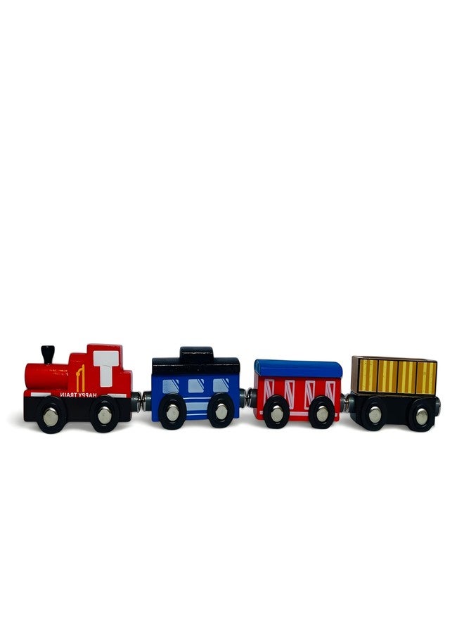 MarvelStore Wooden Magnetic Train Set, 4 Pieces,Educational Toy for Boys and Girls. Skill-Building Magnetic Wooden Trains | Deluxe Railway Set for Toddlers Kids Boys and Girls(Magnetic Train Style-11) - Image 1
