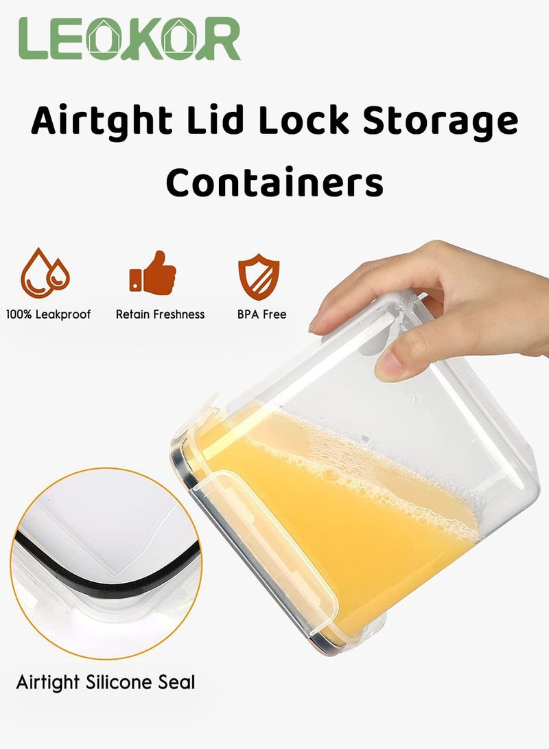 ليوكور مجموعة من 24 منظم تخزين محكم الغلق للمطبخ، صناديق وحاويات قابلة للتكديس مع ملصقات، حاويات بلاستيكية لتخزين الطعام للسكر والوجبات الخفيفة ولوازم الخبز - Image 2