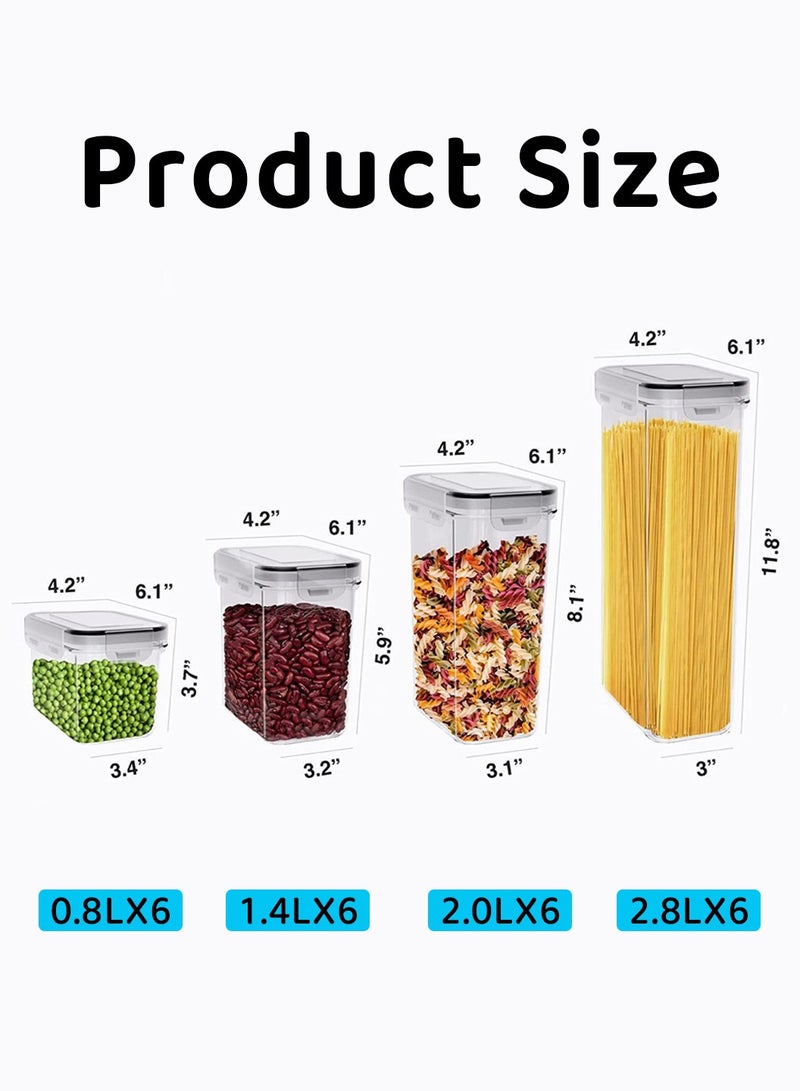 ليوكور مجموعة من 24 منظم تخزين محكم الغلق للمطبخ، صناديق وحاويات قابلة للتكديس مع ملصقات، حاويات بلاستيكية لتخزين الطعام للسكر والوجبات الخفيفة ولوازم الخبز - Image 4