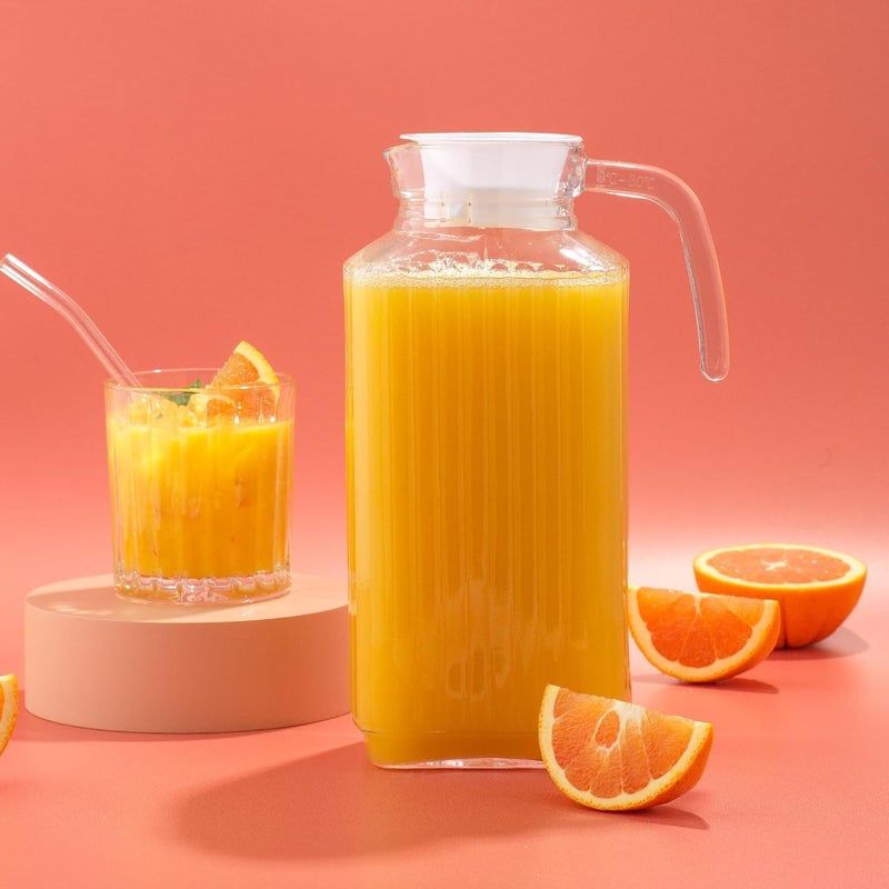 JIRLY Glass Pitcher with Lid 1.5L Beverage Serveware and Storage Container for Hot Liquids or Cold Drinks. Fridge Pitcher, Juice Container, Water Jug - Image 2