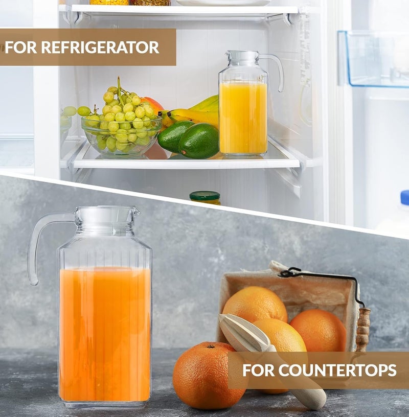 JIRLY Glass Pitcher with Lid 1.5L Beverage Serveware and Storage Container for Hot Liquids or Cold Drinks. Fridge Pitcher, Juice Container, Water Jug - Image 5