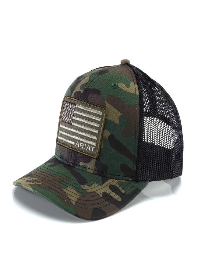 ARIAT Men's Flexfit American Flag Patriot Snapback Baseball Cap, Camo - Image 1
