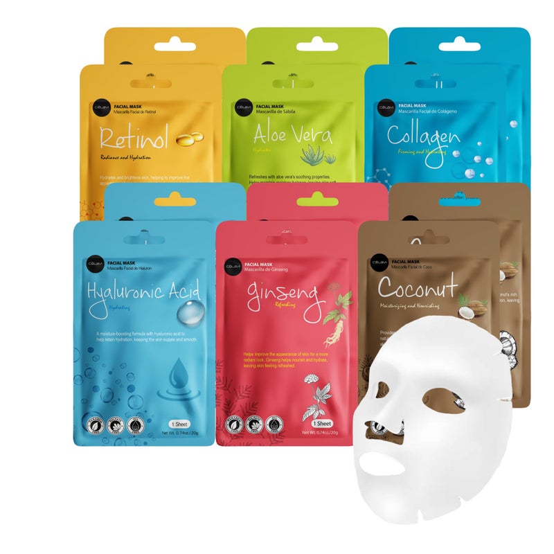 Celavi Cosmetics Celavi Collagen Face Sheet Mask K-Beauty Korea Skin Care Moisturizing New D Type- 12 Sheets - Image 1