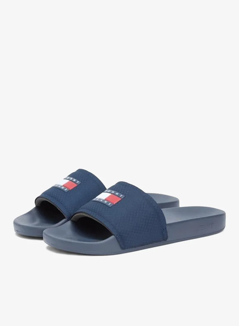 Tommy Jeans Dark Night Navy Aqua Pool Slides for Men | Best Price UAE