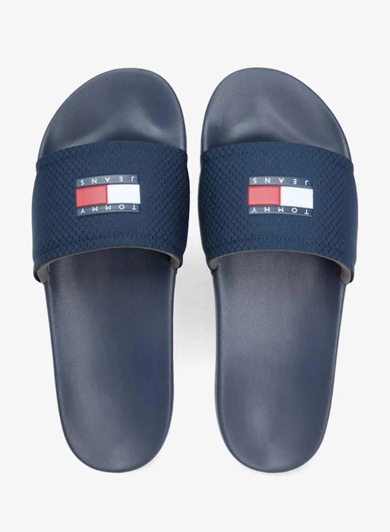 Tommy Jeans Dark Night Navy Aqua Pool Slides for Men | Best Price UAE