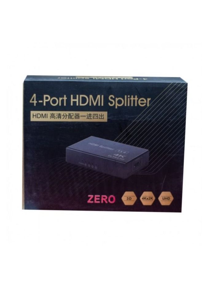 Zero 4 Port HDMI Splitter 2in1 Box, 4K Video Black - Image 2