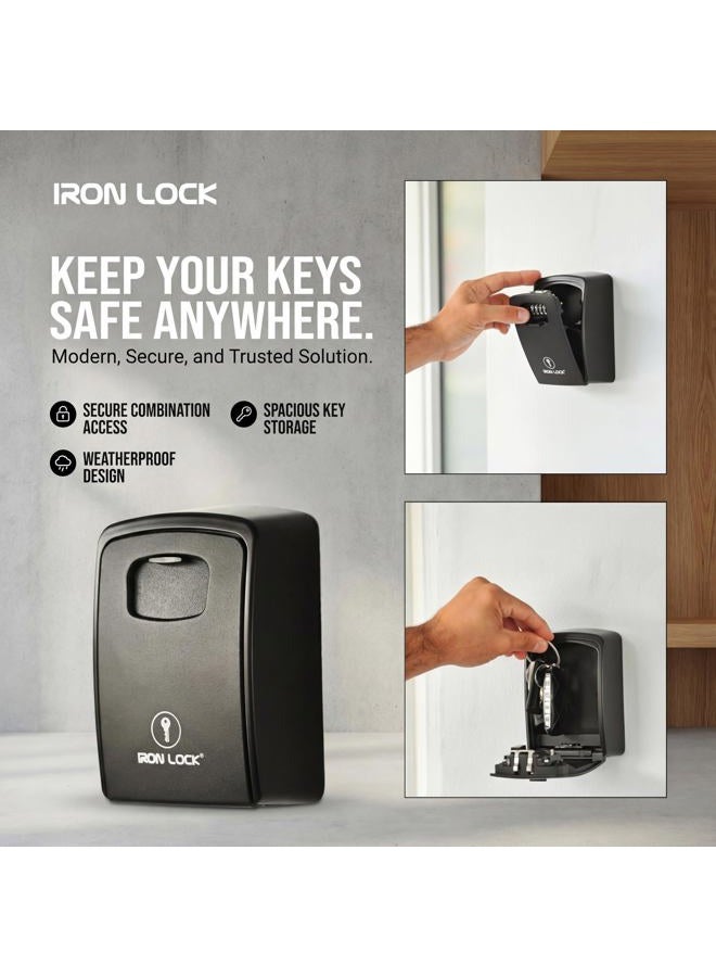 Iron Lock ® - XXL Key Lock Box Wall Mount for Keys 4 Digit Combination with Resettable Code with A B Switch Extra Large lockbox Indoor Outdoor Waterproof Big Key Lock Box House Spare Keys Wall Safes - Image 5