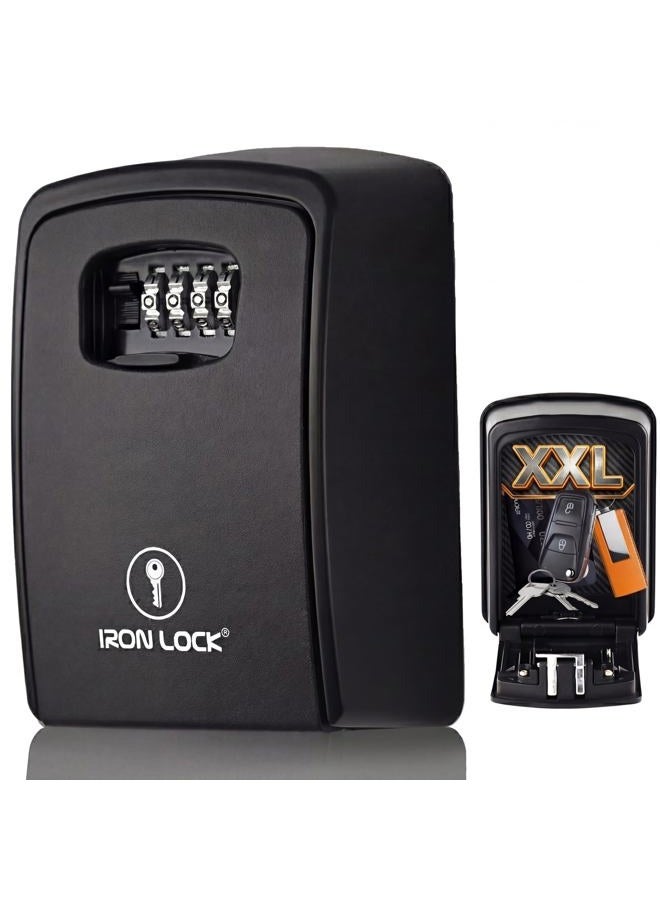 Iron Lock ® - XXL Key Lock Box Wall Mount for Keys 4 Digit Combination with Resettable Code with A B Switch Extra Large lockbox Indoor Outdoor Waterproof Big Key Lock Box House Spare Keys Wall Safes - Image 1