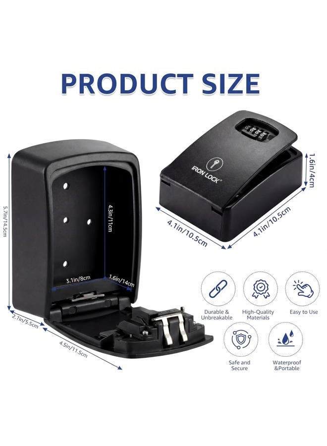 Iron Lock ® - XXL Key Lock Box Wall Mount for Keys 4 Digit Combination with Resettable Code with A B Switch Extra Large lockbox Indoor Outdoor Waterproof Big Key Lock Box House Spare Keys Wall Safes - Image 4