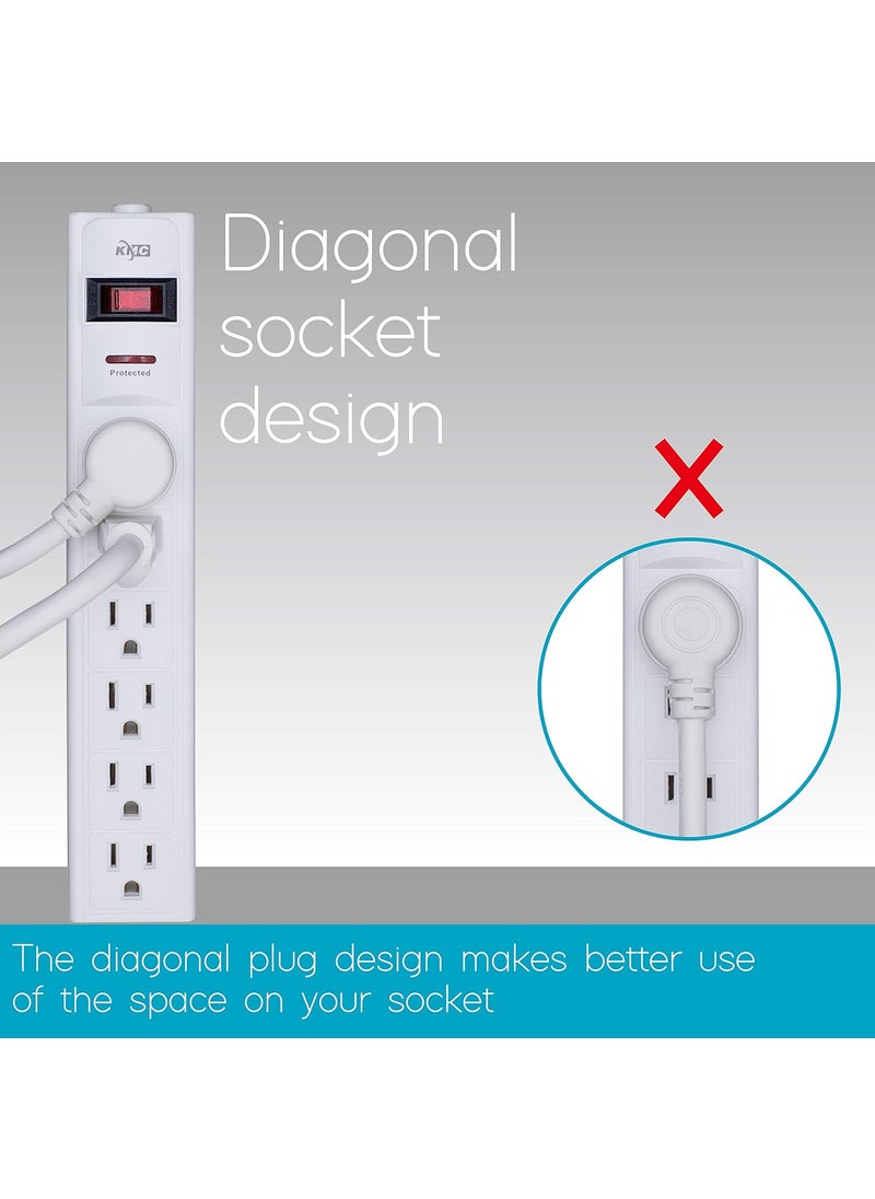 KMC KMC 6Outlet Surge Protector Power Strip with 15Foot Cord 1200 Joule Overload Protection  - Image 3