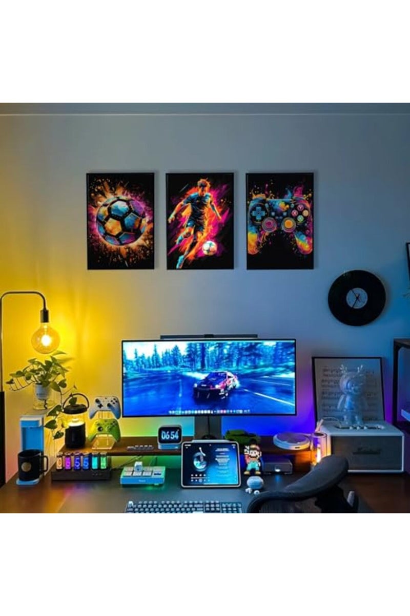 BGFCE Canvas Wall Art Decor, Paintings Art Game Controller Color Splash Ink Canvas Painting, Posters for Room Aesthetic, Soccer Canvas Wall Art for Boys Room Decor 12×16 - Unframed Set of 3 - Image 5