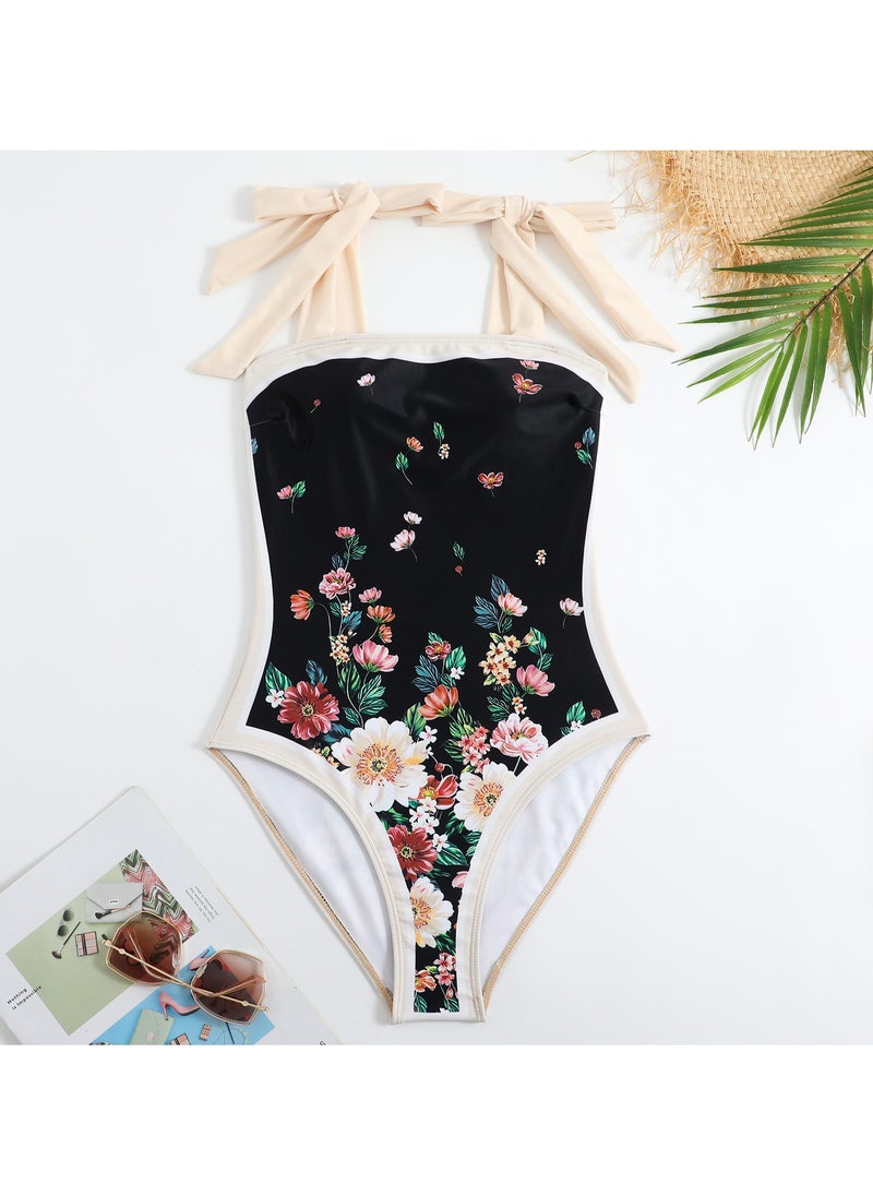 2-Piece Women Swimsuit With Beach Cover Ups Long Wrap Skirt Bathing Suit Swimwear Holiday Beach Dress Female Retro Swimwear Vintage Surf Wear Summer
