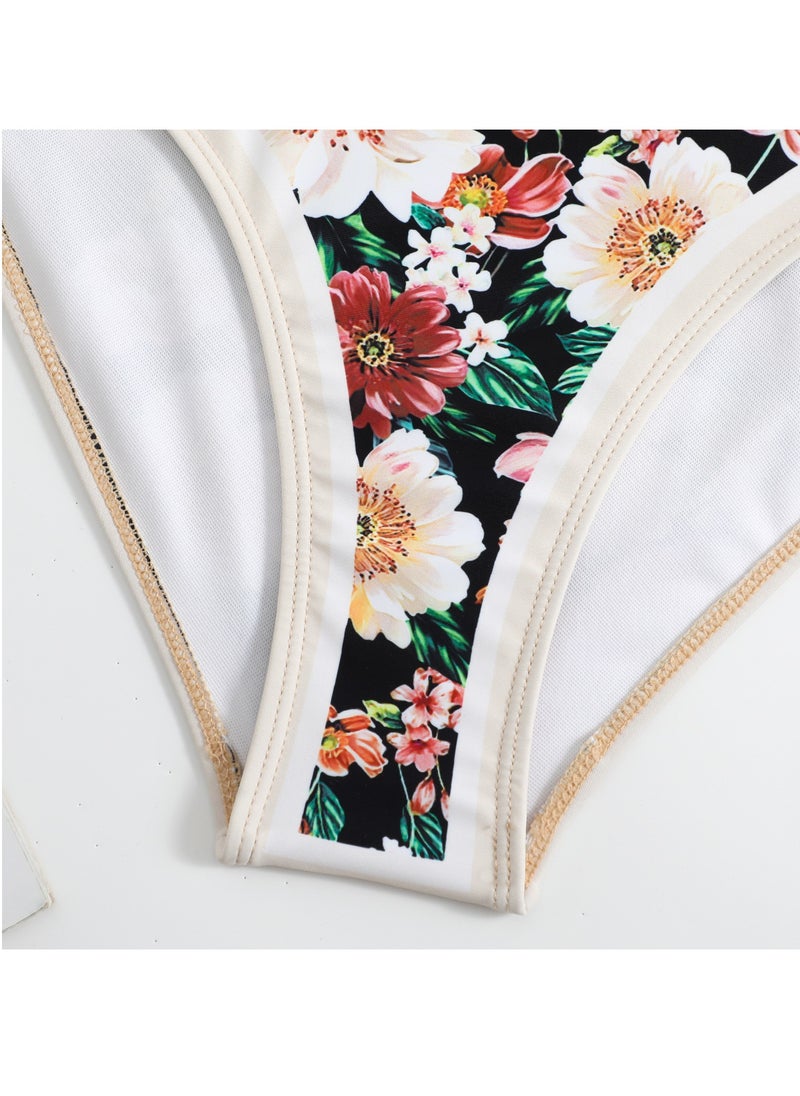 2-Piece Women Swimsuit With Beach Cover Ups Long Wrap Skirt Bathing Suit Swimwear Holiday Beach Dress Female Retro Swimwear Vintage Surf Wear Summer