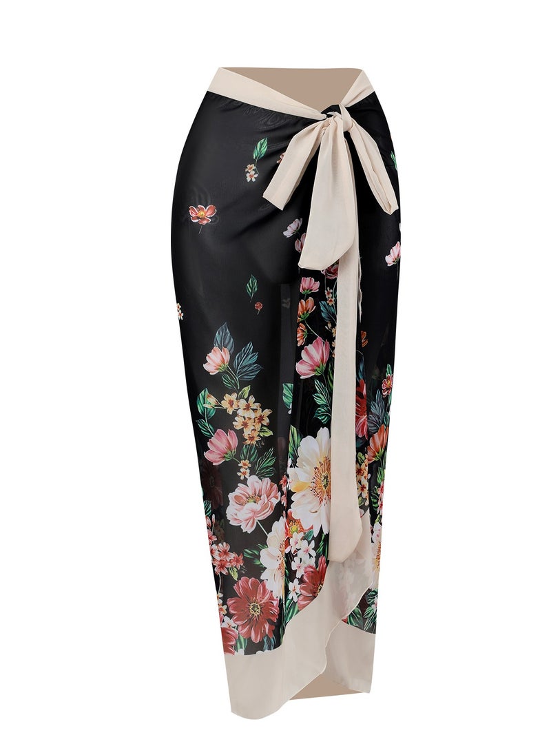 2-Piece Women Swimsuit With Beach Cover Ups Long Wrap Skirt Bathing Suit Swimwear Holiday Beach Dress Female Retro Swimwear Vintage Surf Wear Summer