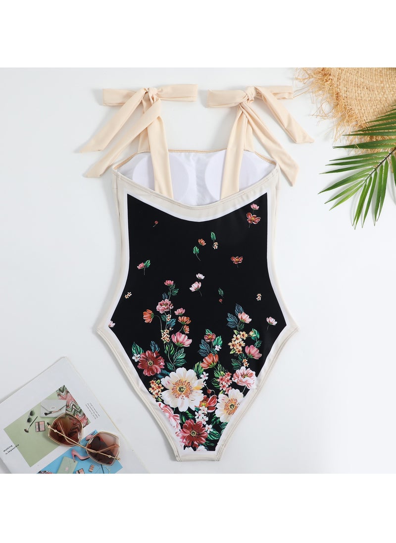 2-Piece Women Swimsuit With Beach Cover Ups Long Wrap Skirt Bathing Suit Swimwear Holiday Beach Dress Female Retro Swimwear Vintage Surf Wear Summer
