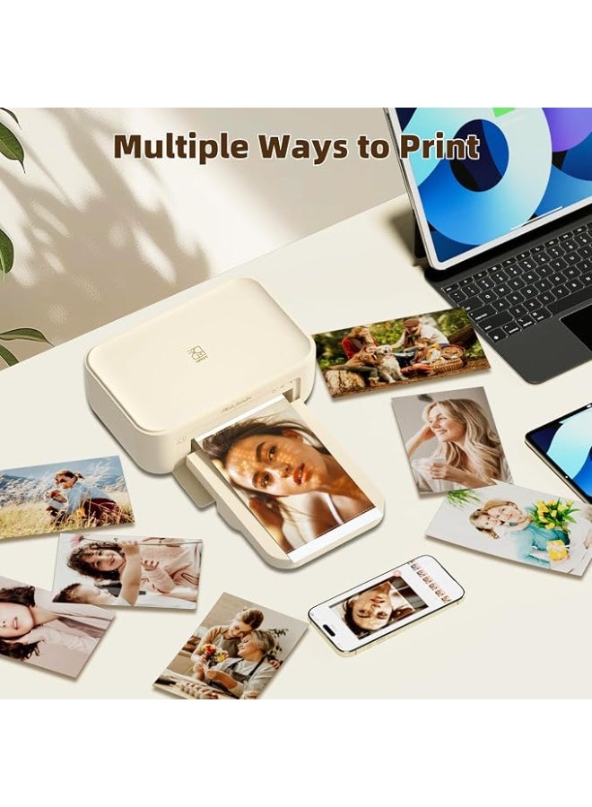 HPRT CP4100 Photo Printer - Plus 4x6 Bluetooth Instant Picture Printer with 20 Sheets & Ribbon - Wi-Fi, Premium Dye Sublimation - 300 DPI Display Resolution - Editing App for Fun, Creative Photos Beige Color - Image 5