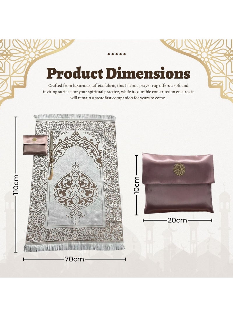 Home Smart Prayer Mat with Prayer Beads and Storage Pouch Portable Mat for Travel Ramadan Ideal Gift for Men and Women - Image 2